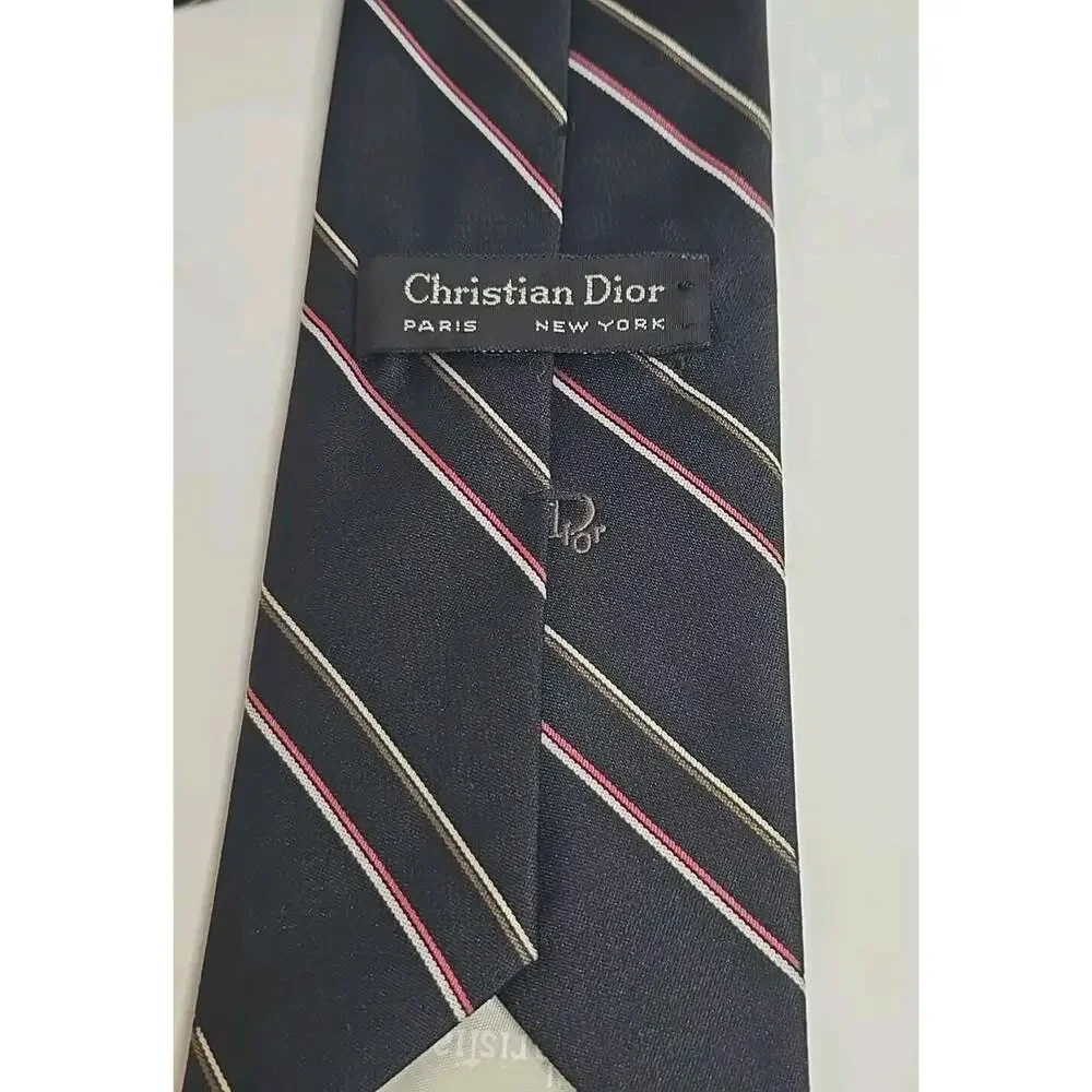 Vintage Christian Dior Tie Stripes Authentic Dior Monogram Luxury Necktie 58